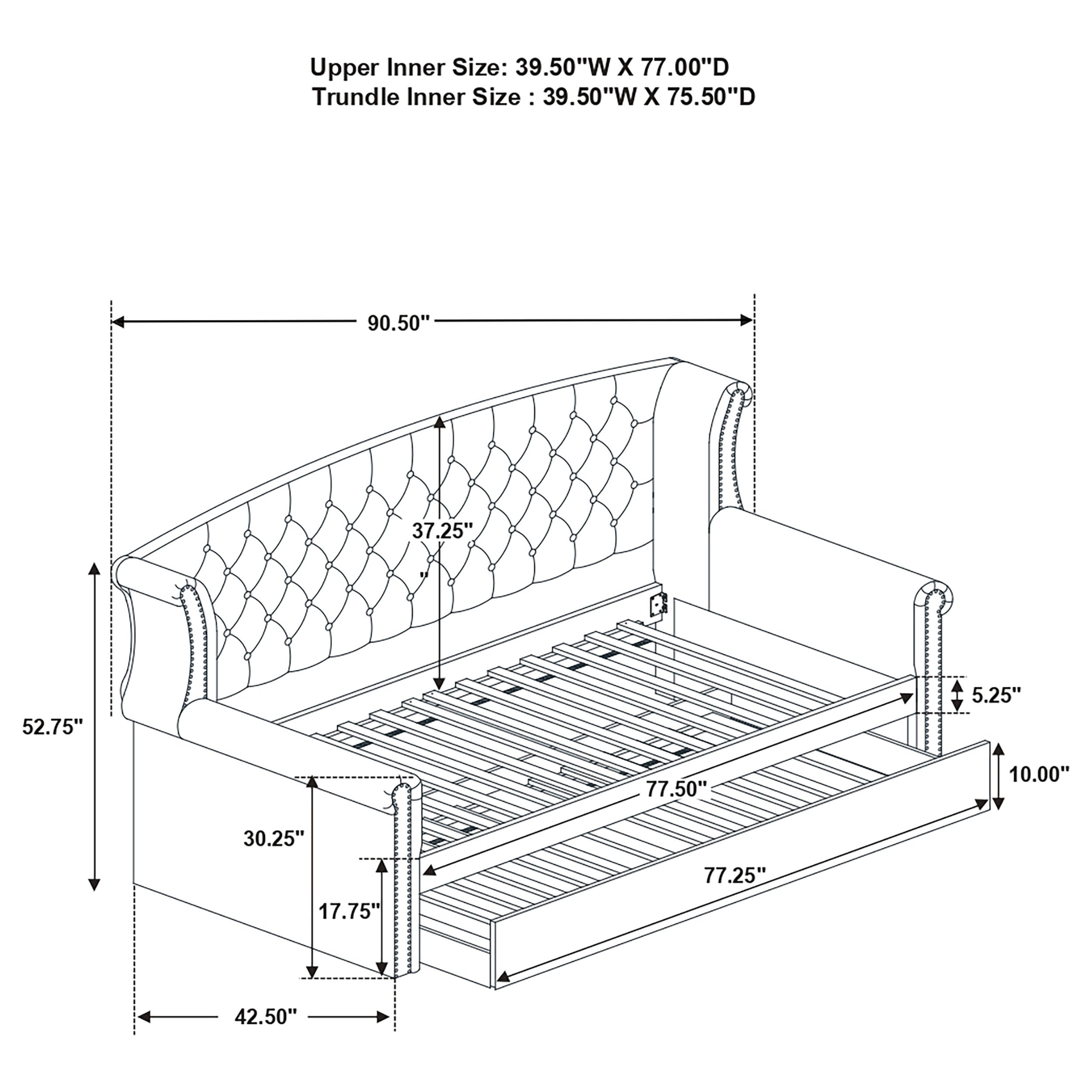 Scarlett Upholstered Tufted Twin Daybed with Trundle