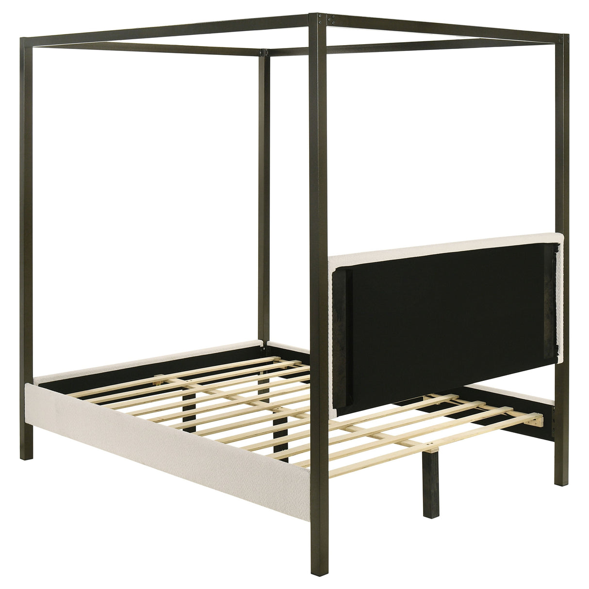 Monroe Upholstered  Canopy Platform Bed Vanilla and Black