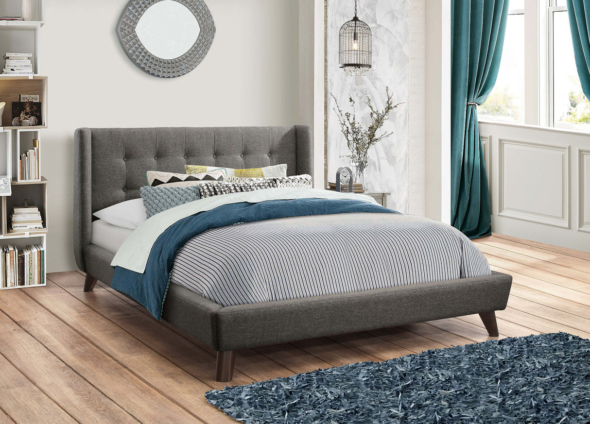 Carrington Button Tufted  Bed Grey