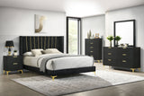 Kendall Upholstered Tufted  Panel Bed Black