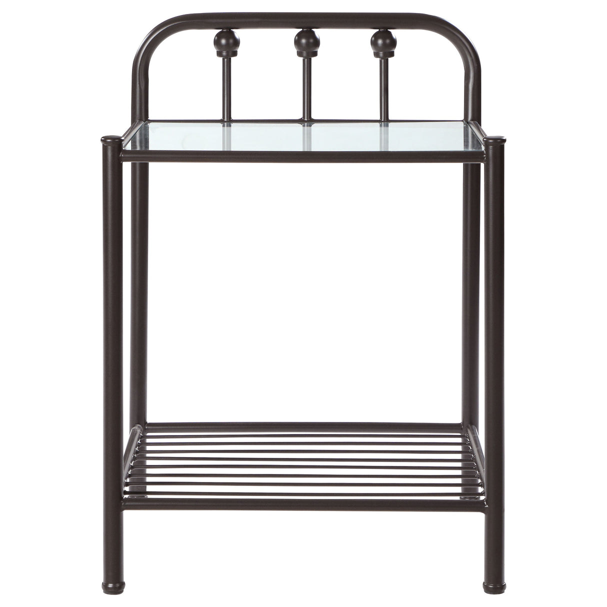 Livingston 1-shelf Nightstand with Glass Top Dark Bronze