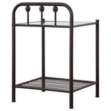 Livingston 1-shelf Nightstand with Glass Top Dark Bronze