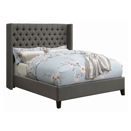 Bancroft Demi-wing Upholstered  Bed Grey