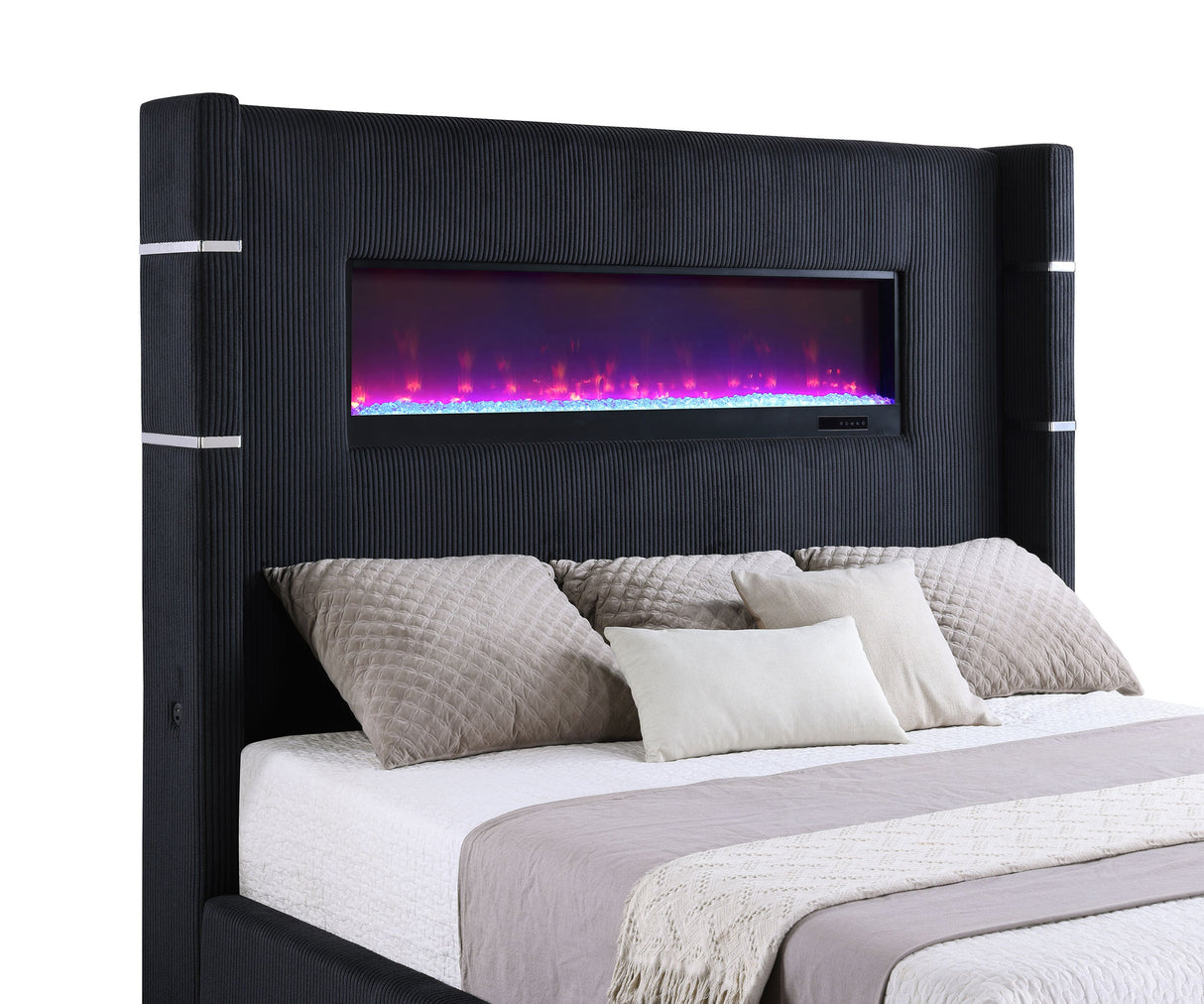 Tisdall 67-inch Upholstered  Fireplace Bed Black