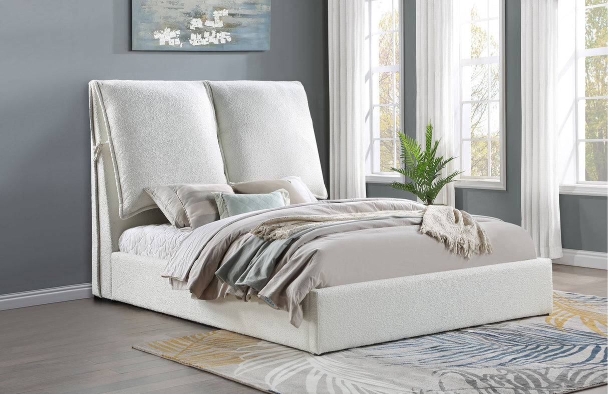 Gwendoline Upholstered  Platform Bed with Pillow Headboard White