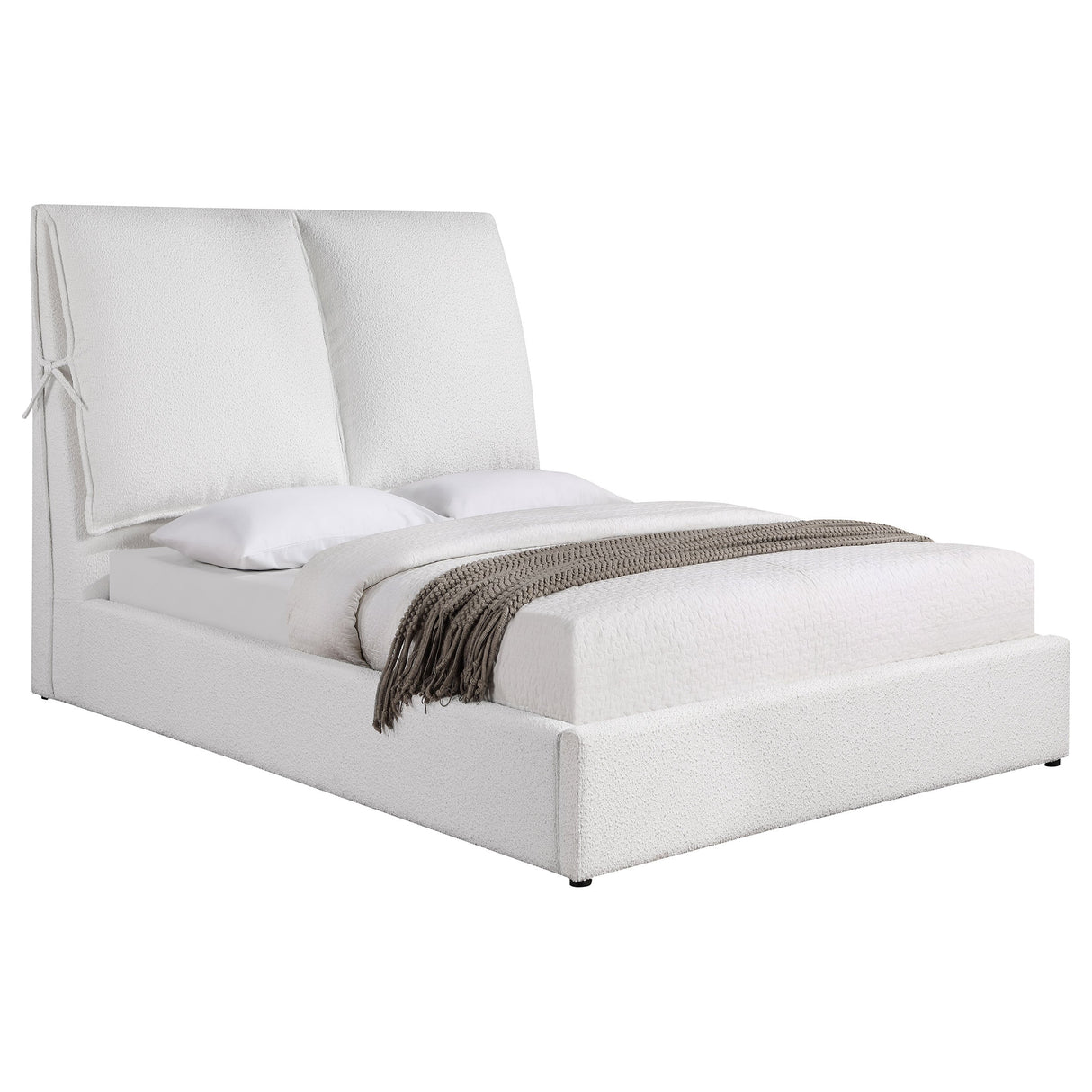 Gwendoline Upholstered  Platform Bed with Pillow Headboard White