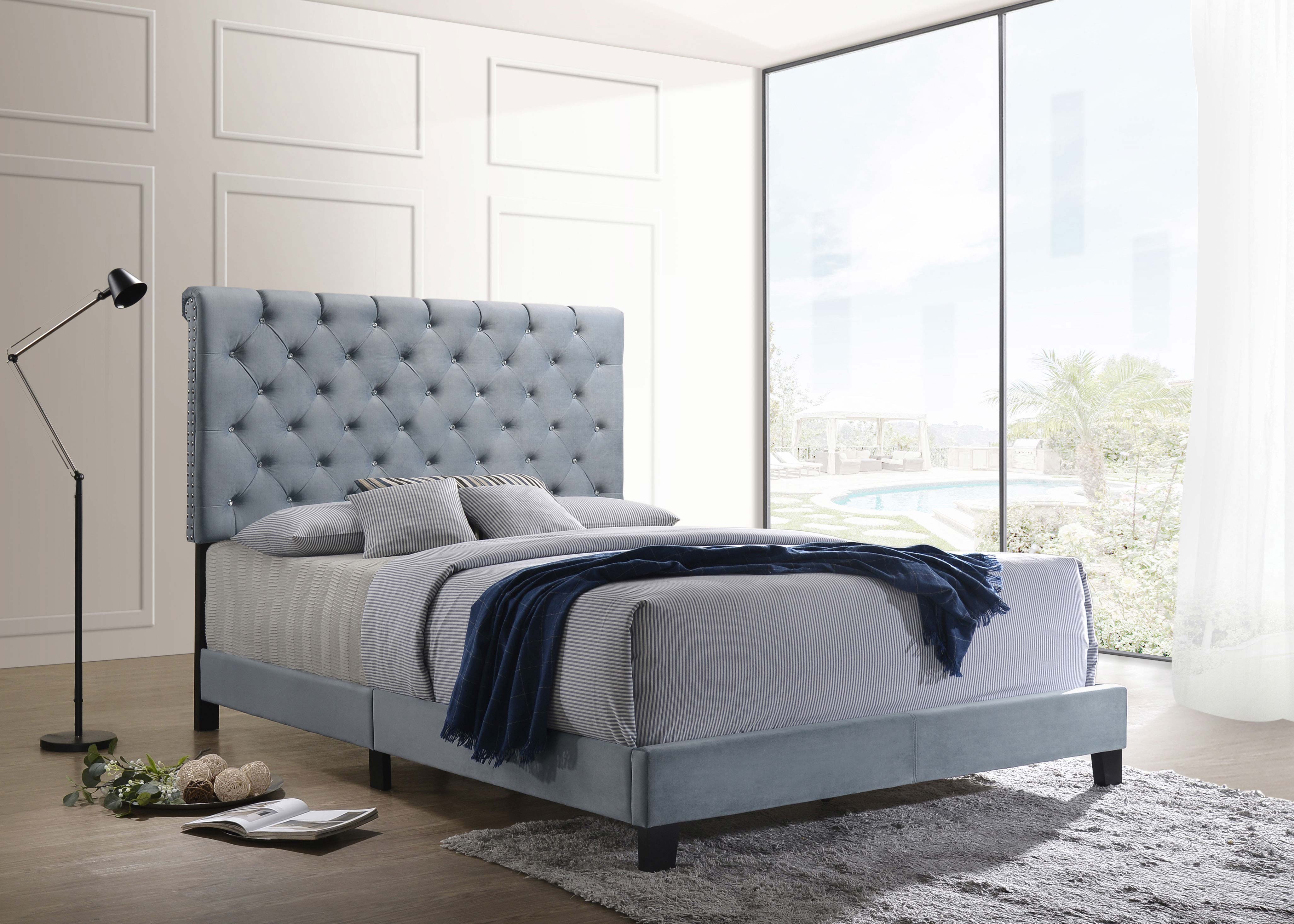 Warner  Upholstered Bed Slate Blue