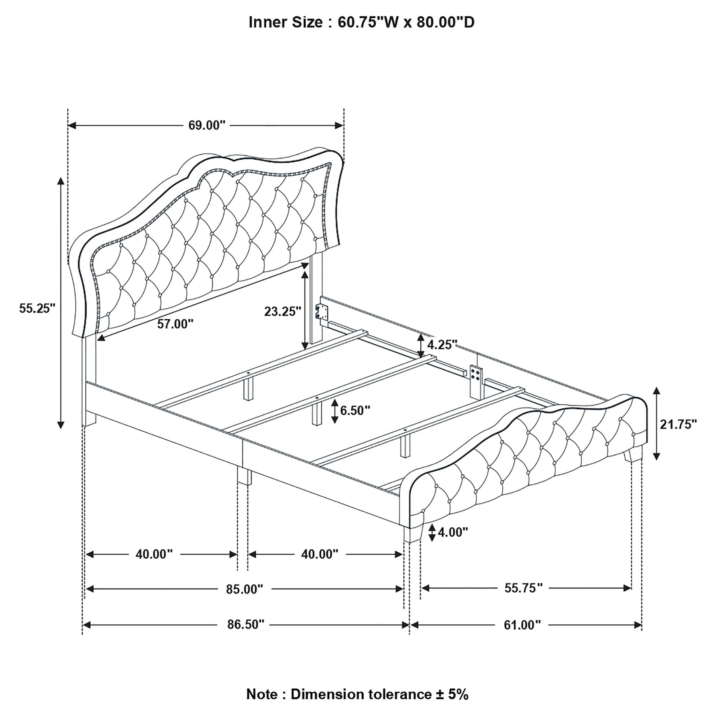 Bella Upholstered Tufted Panel Bed Grey