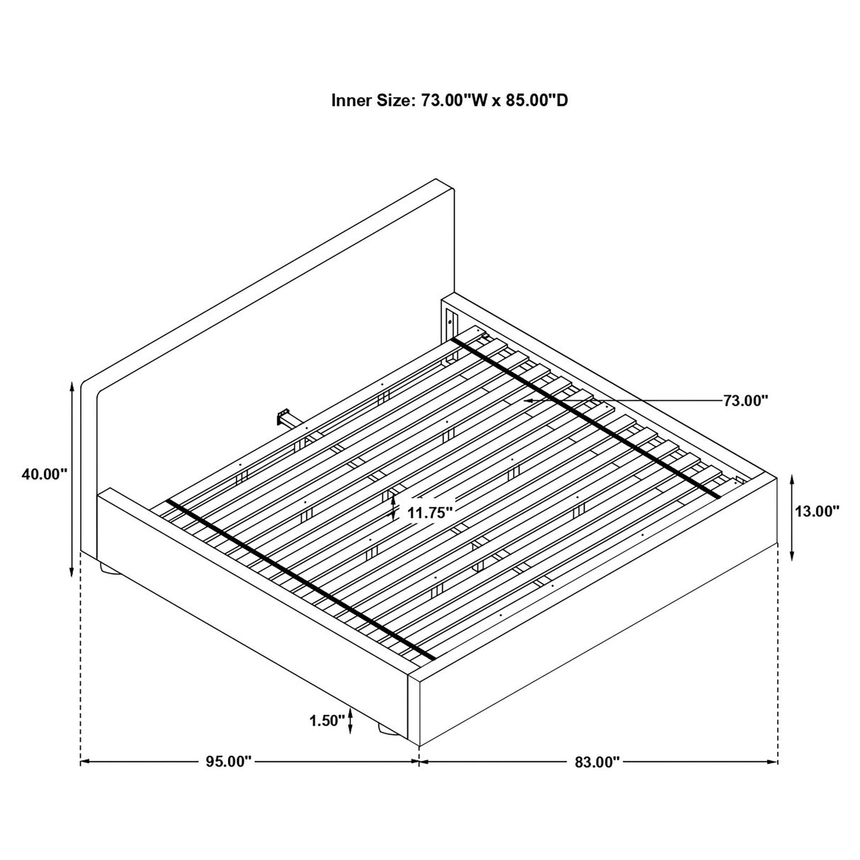 Gregory Upholstered Platform Bed Graphite