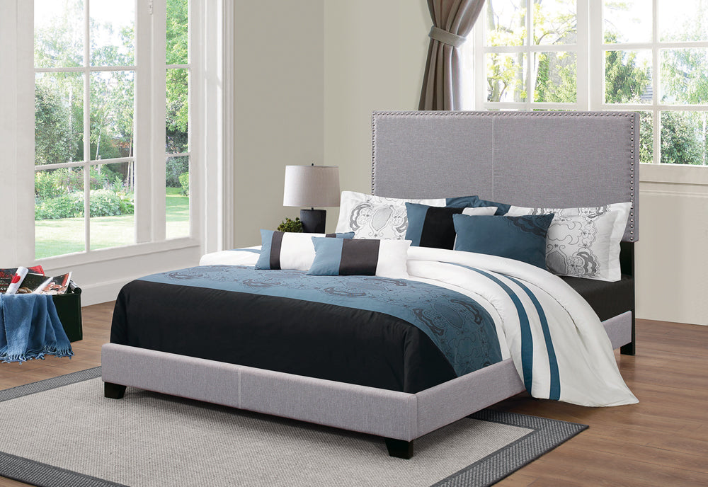 Boyd  Upholstered Bed with Nailhead Trim Grey