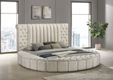 Sonya Upholstered  Round Storage Bed Ivory