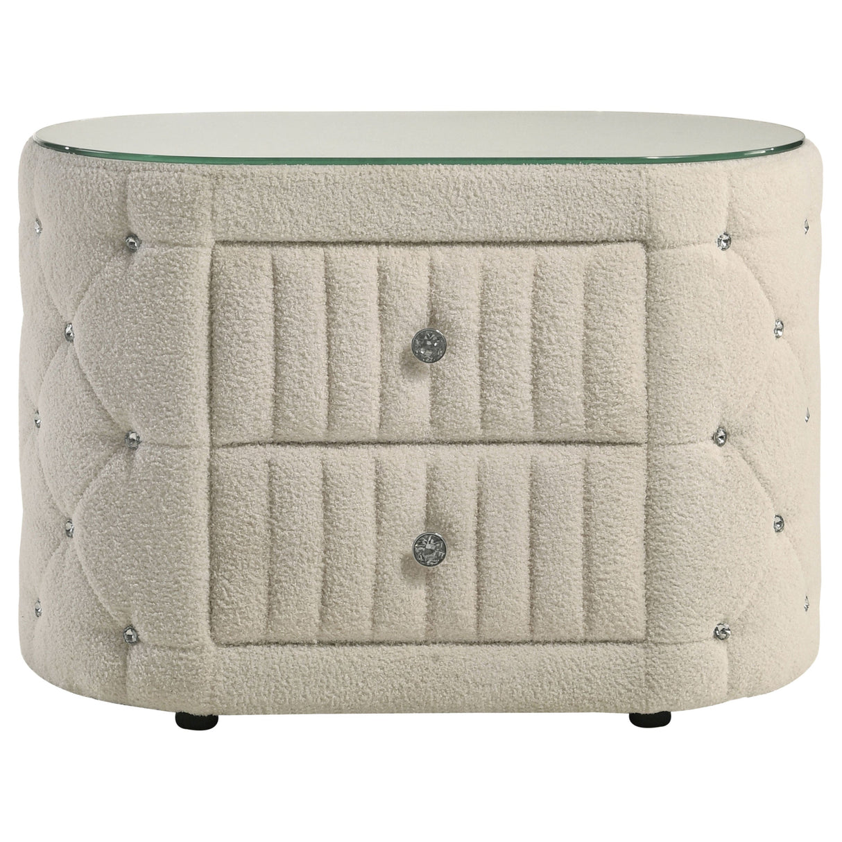 Sonya 2-drawer Upholstered Nightstand Bedside Table Ivory