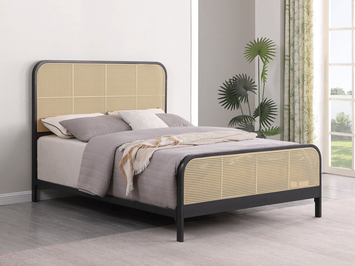 Lanewood Open Cane Rattan Metal  Bed Black