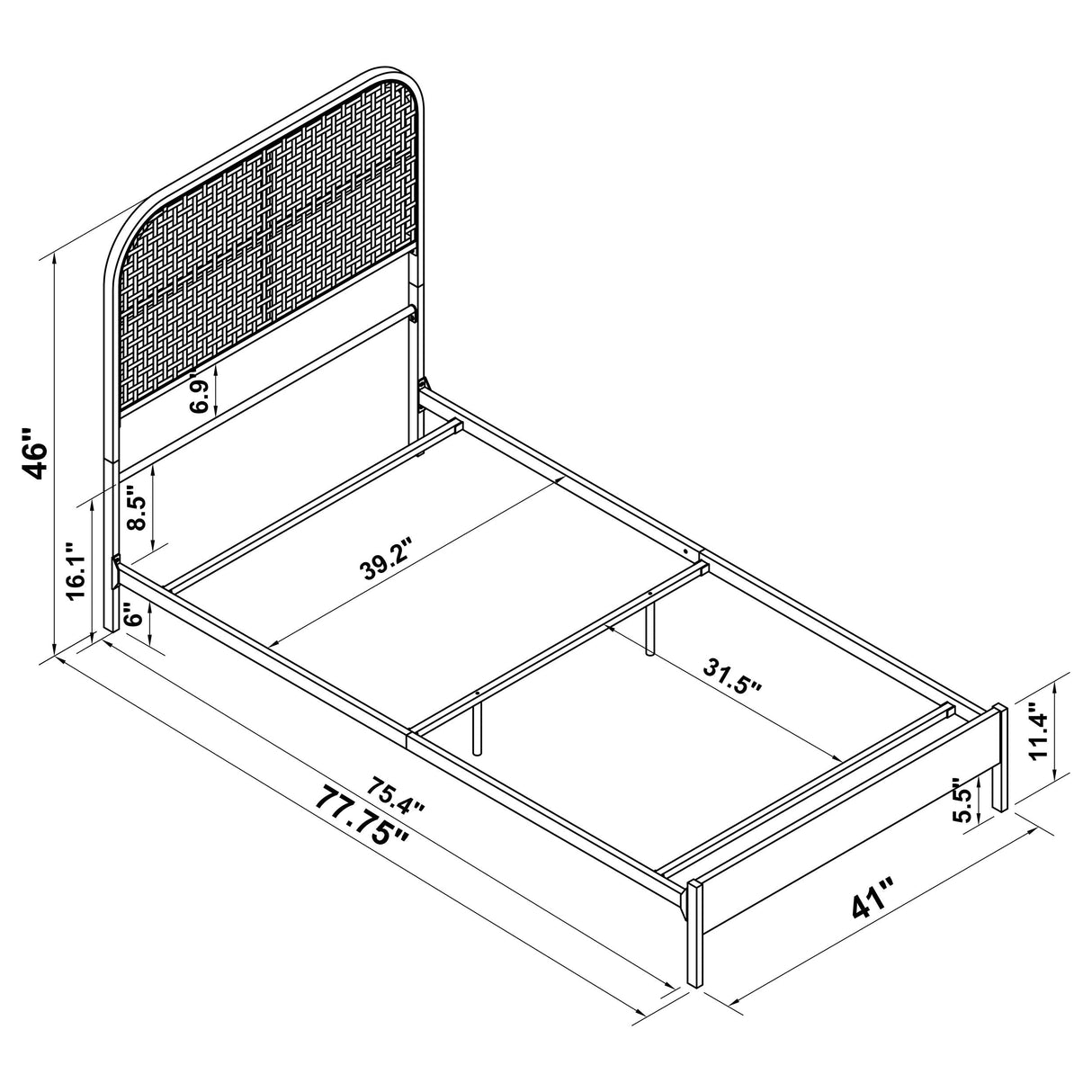 Cameron 51-inch Metal  Panel Bed Black