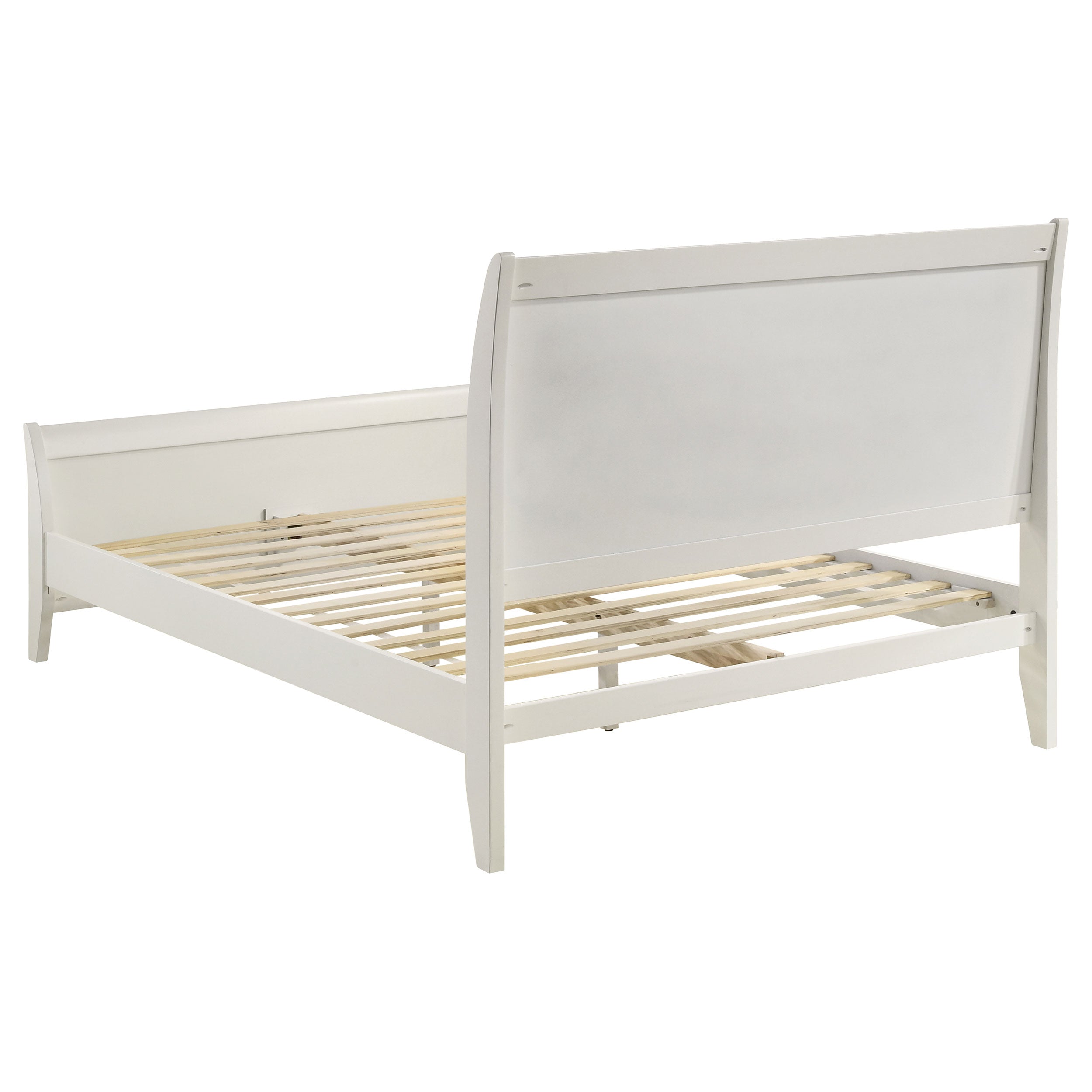 Selena Twin Sleigh Platform Bed Cream White