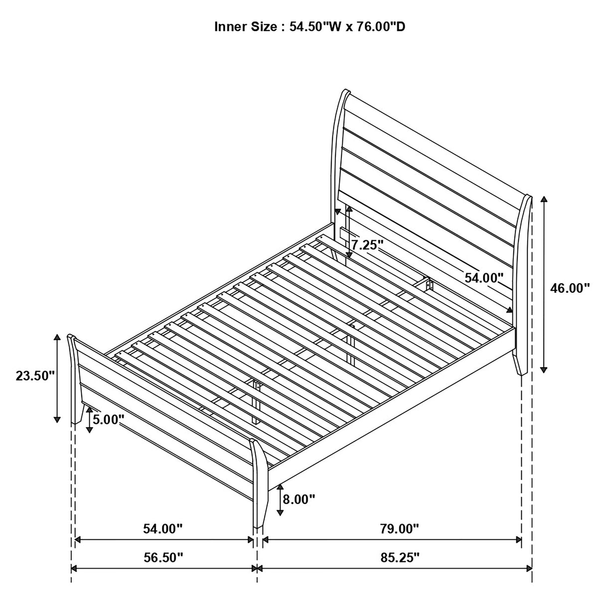 Selena Twin Sleigh Platform Bed Cream White