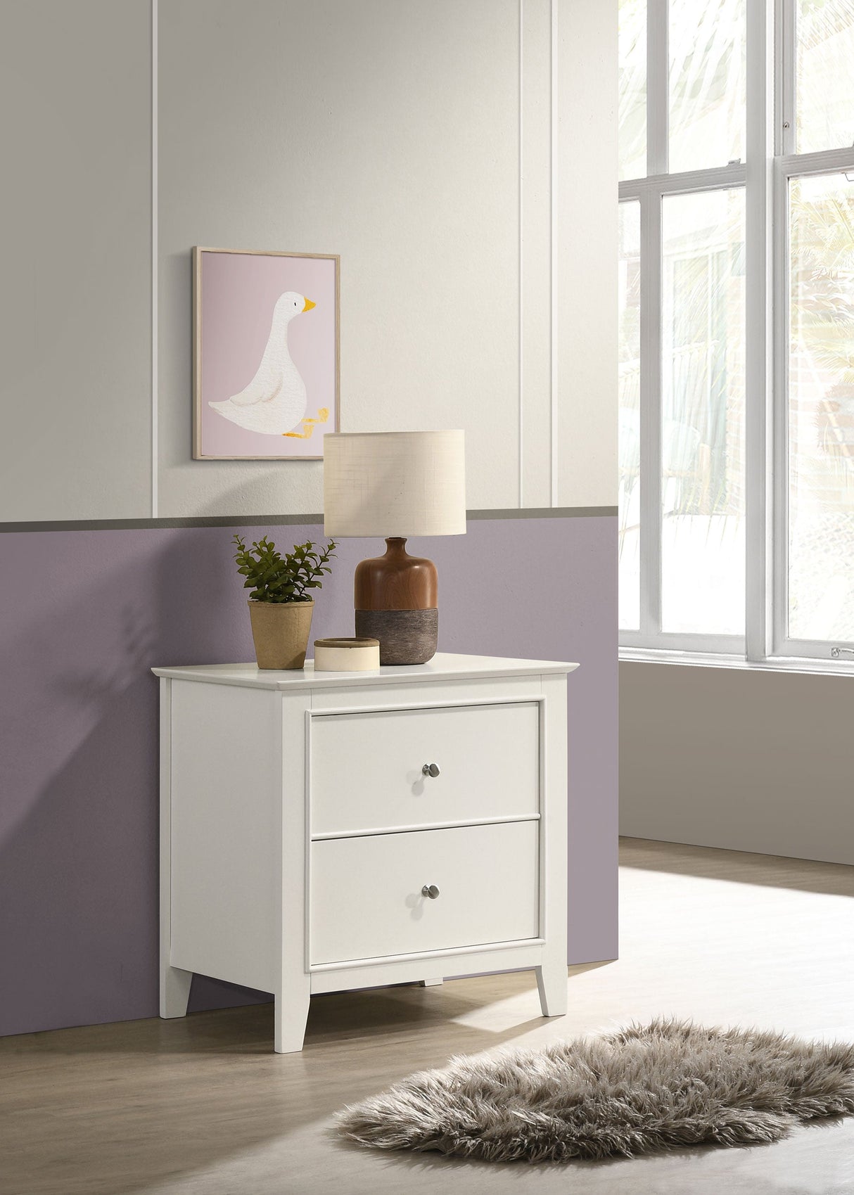 Selena 2-drawer Nightstand Cream White