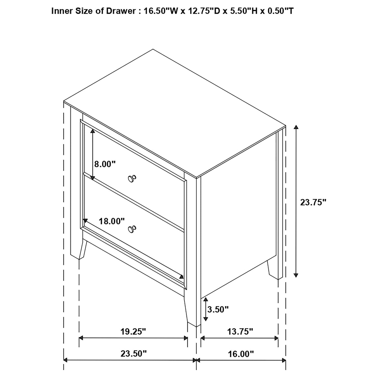 Selena 2-drawer Nightstand Cream White