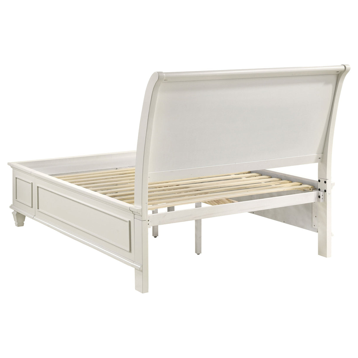 Selena Twin Sleigh Bed with Footboard Storage Cream White