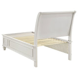 Selena Twin Sleigh Bed with Footboard Storage Cream White