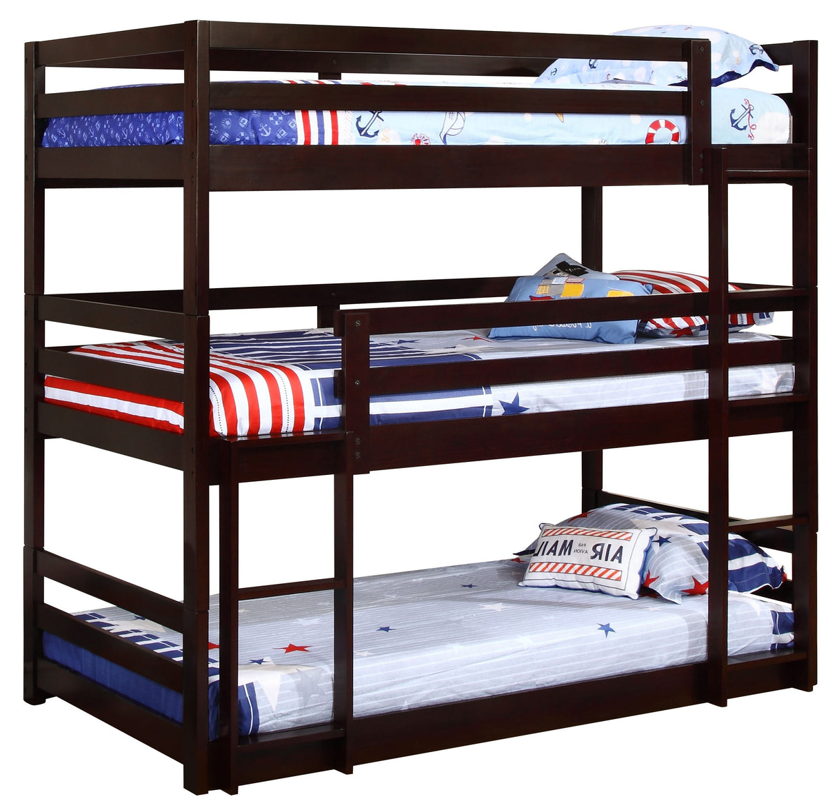 Sandler Twin Triple Bunk Bed Cappuccino