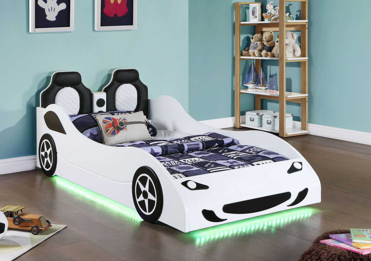 Cruiser Car Themed Twin Bed with Underglow Lights White