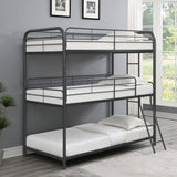 Garner Triple Twin Bunk Bed with Ladder Gunmetal