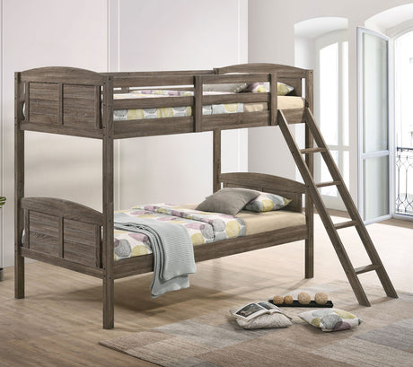 Flynn Twin Over Twin Bunk Bed Weathered Brown