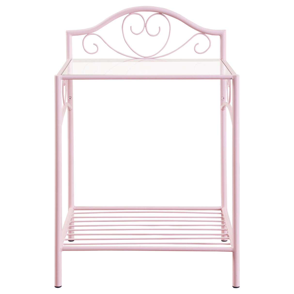 Massi 1-shelf Nightstand with Glass Top Powder Pink