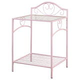 Massi 1-shelf Nightstand with Glass Top Powder Pink