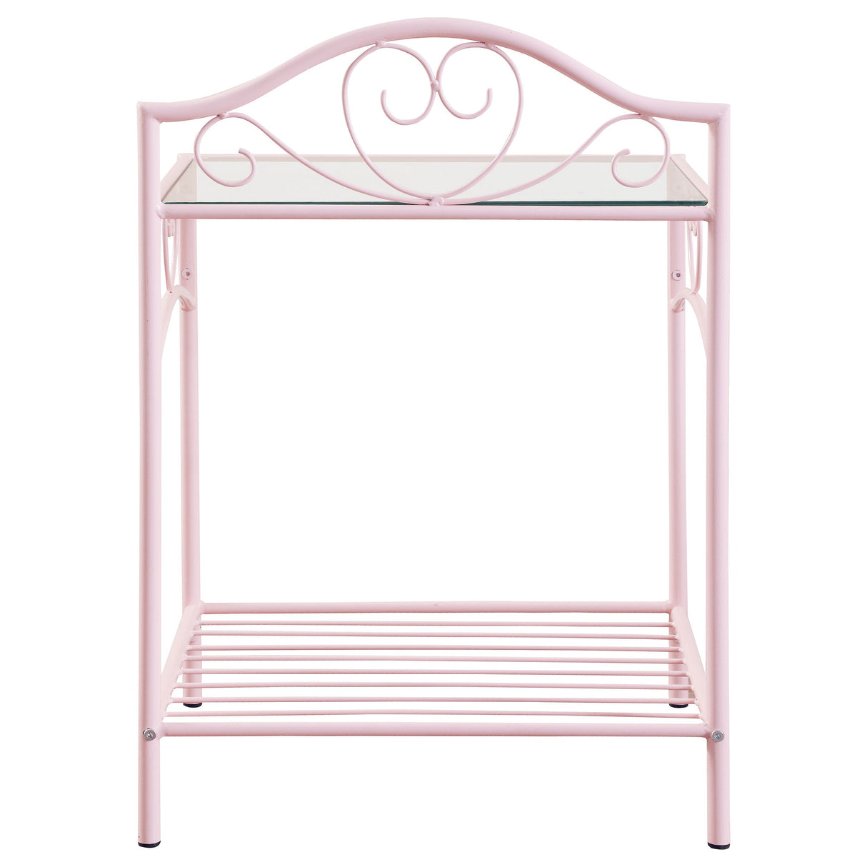 Massi 1-shelf Nightstand with Glass Top Powder Pink