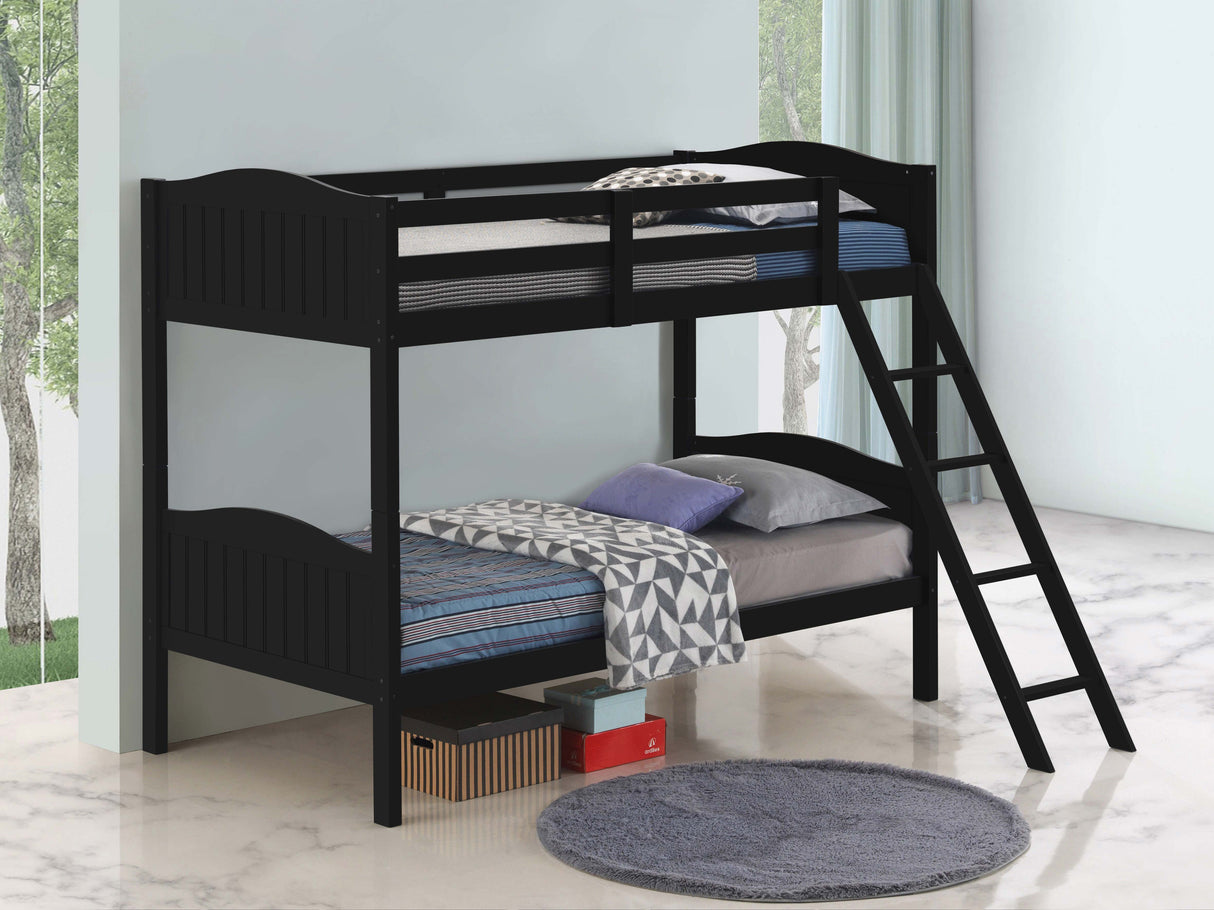 Arlo Twin Over Twin Bunk Bed with Ladder Espresso