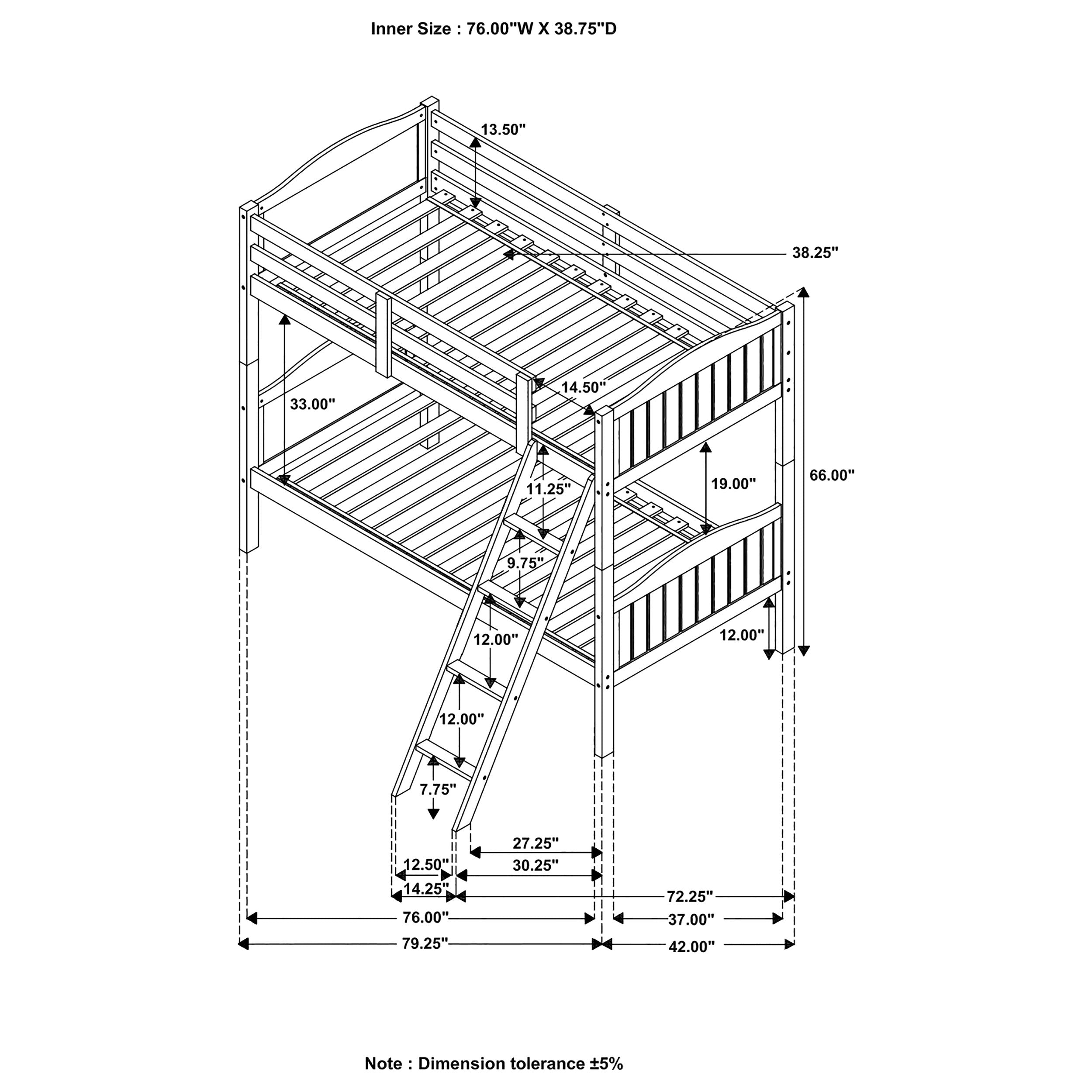 Arlo Twin Over Twin Bunk Bed with Ladder Espresso