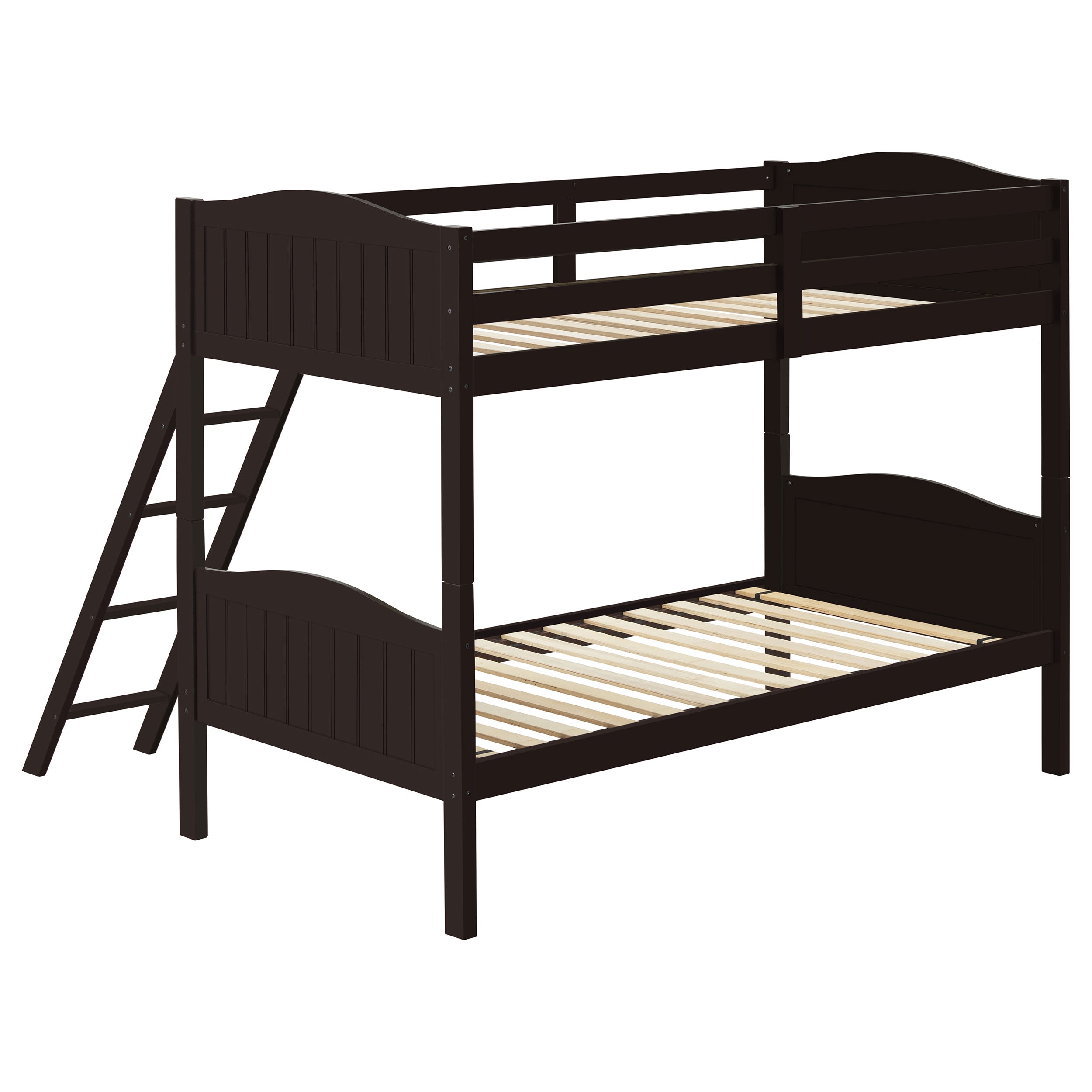 Arlo Twin Over Twin Bunk Bed with Ladder Espresso