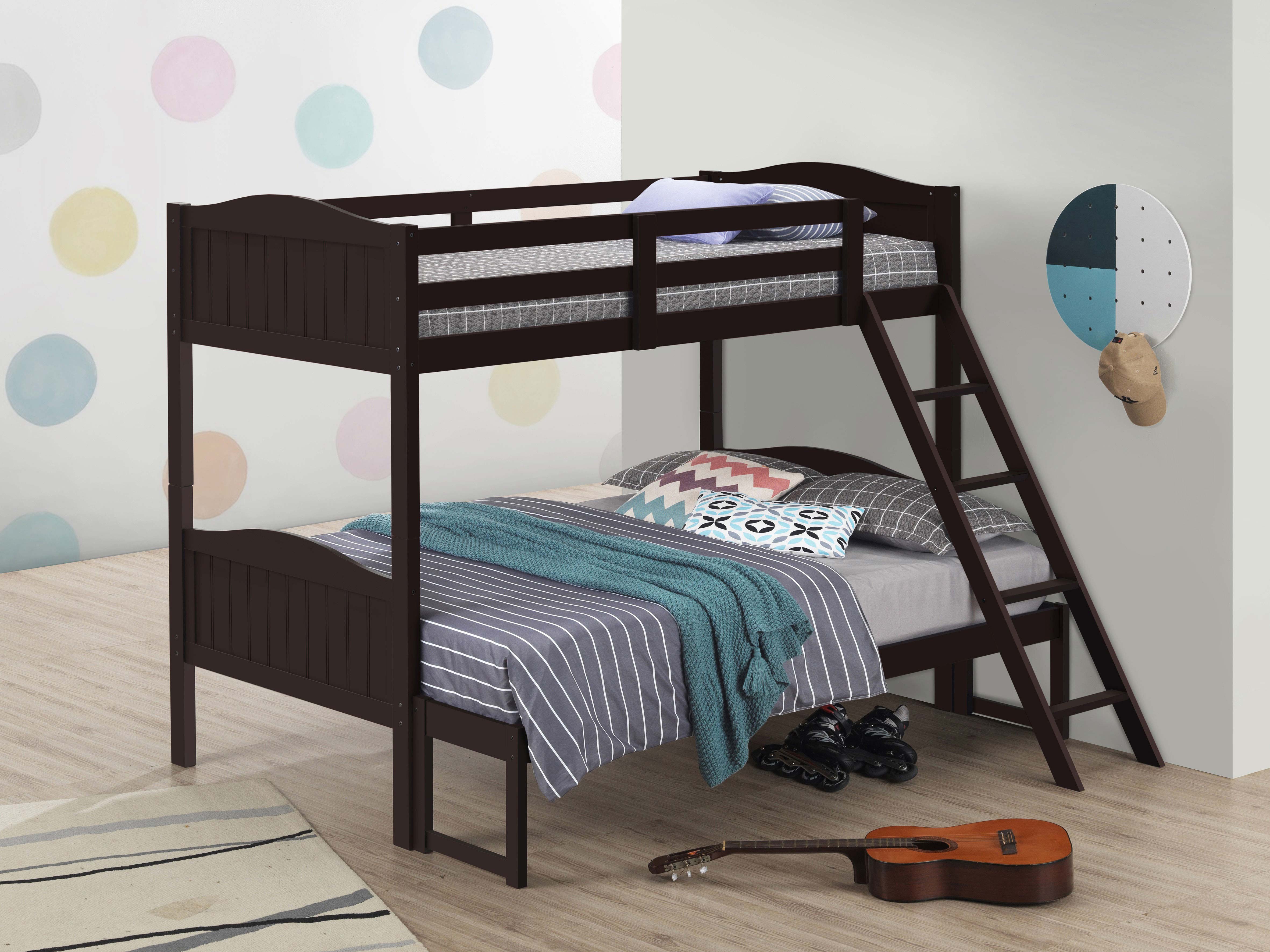 Arlo Twin Over Twin Bunk Bed with Ladder Espresso