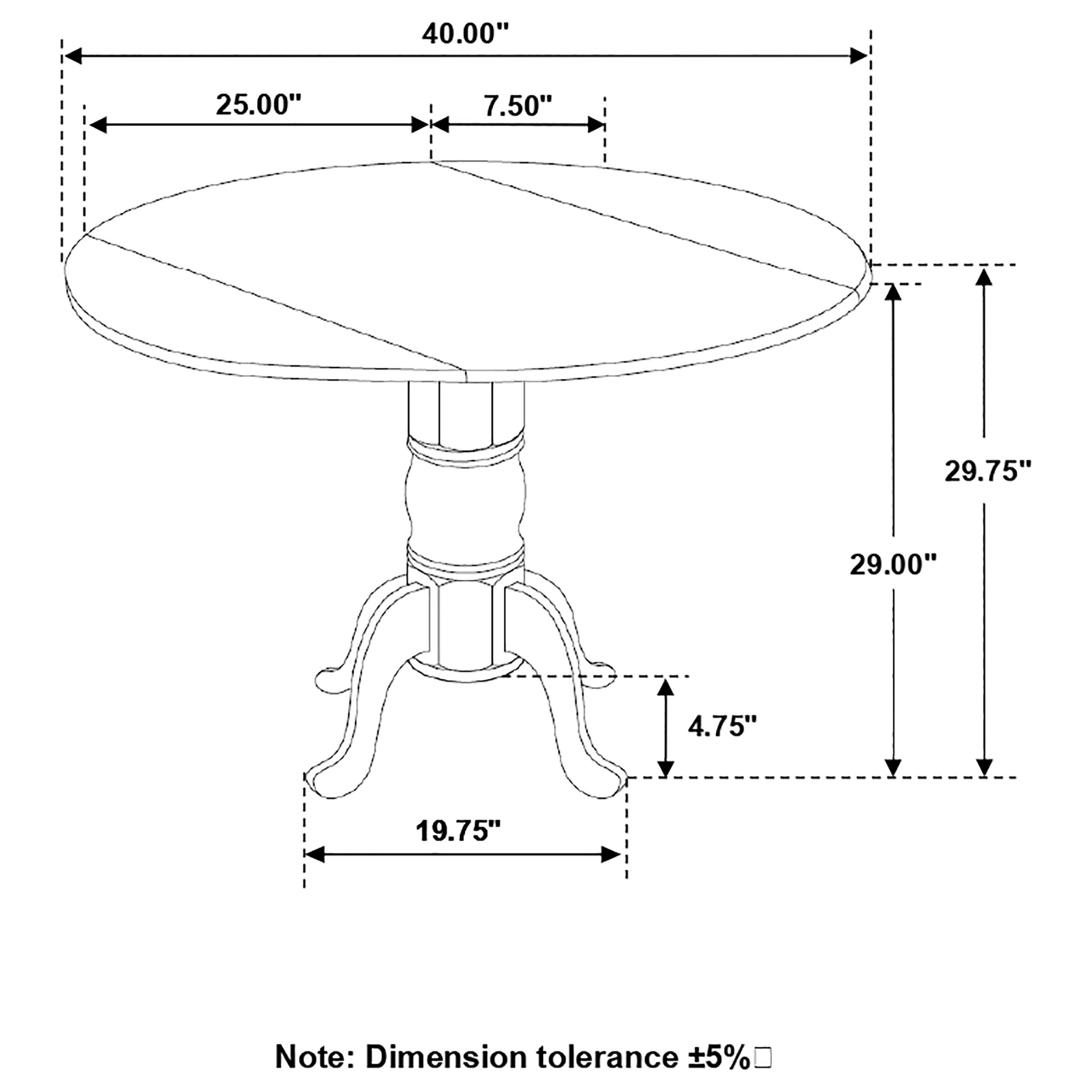 Allison Drop Leaf Round Dining Table Natural Brown and White