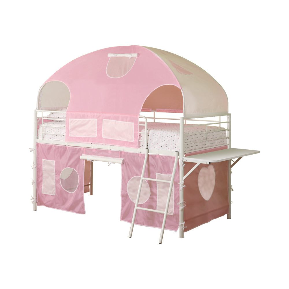 Sweetheart Tent Loft Bed Pink and White