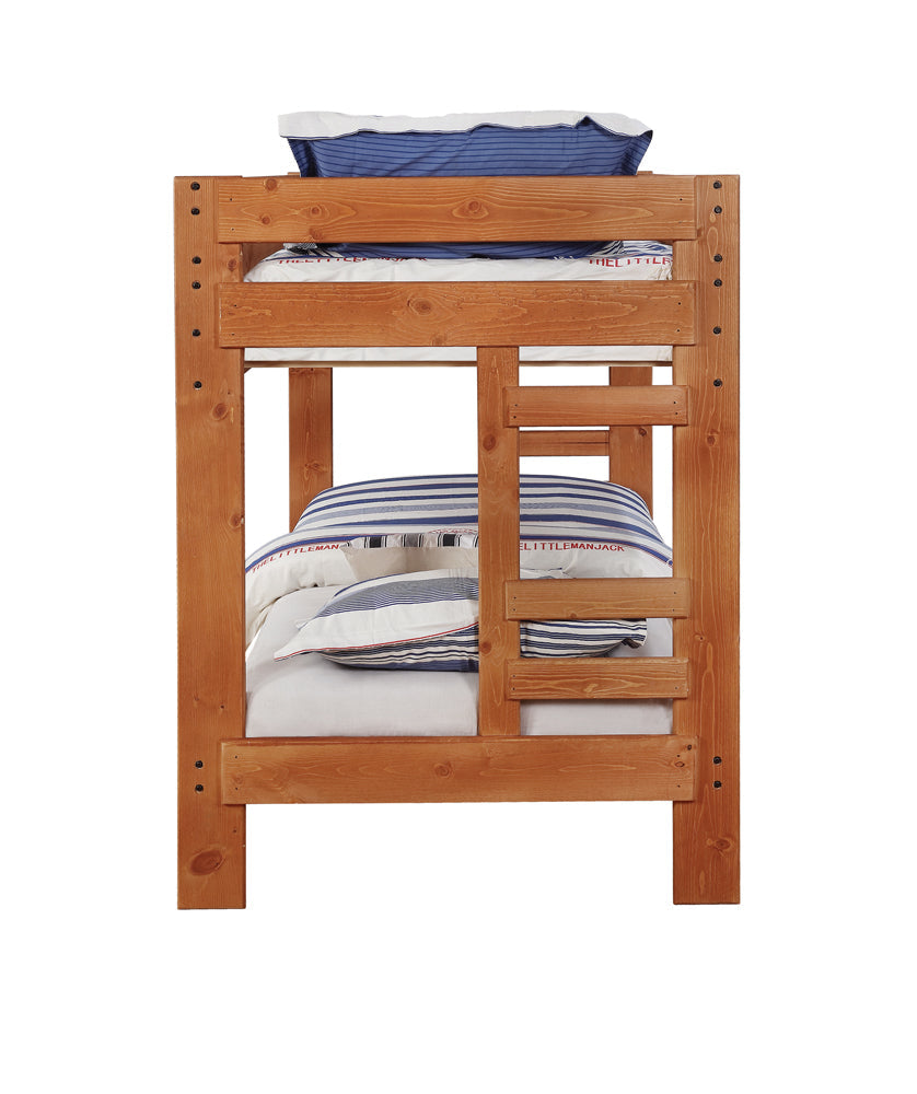 Wrangle Hill Twin Over Twin Bunk Bed Amber Wash