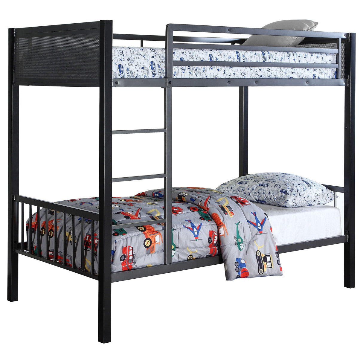 Meyers 2-piece Metal Twin Over Twin Bunk Bed Set Black and Gunmetal