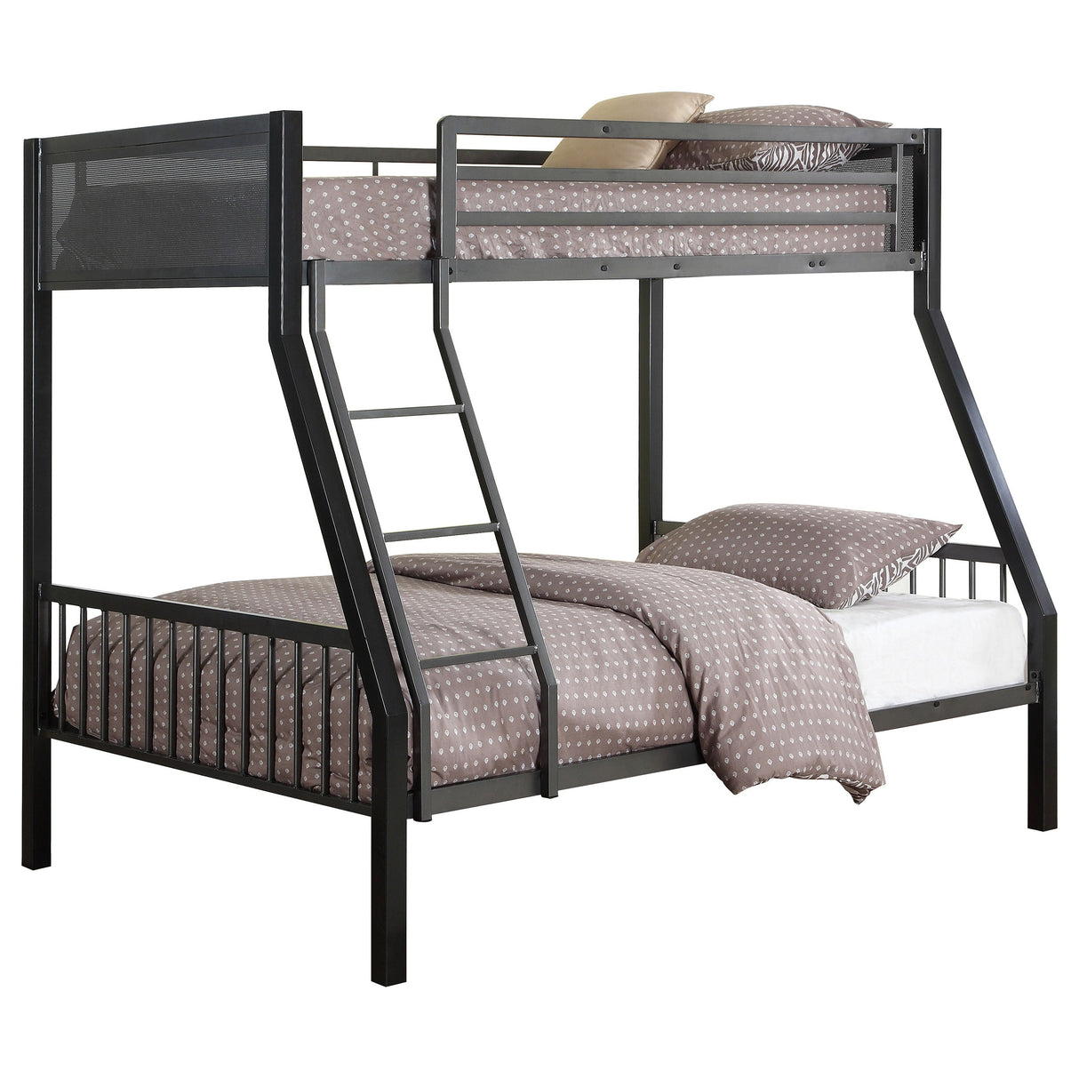 Meyers 2-piece Metal Twin Over Full Bunk Bed Set Black and Gunmetal