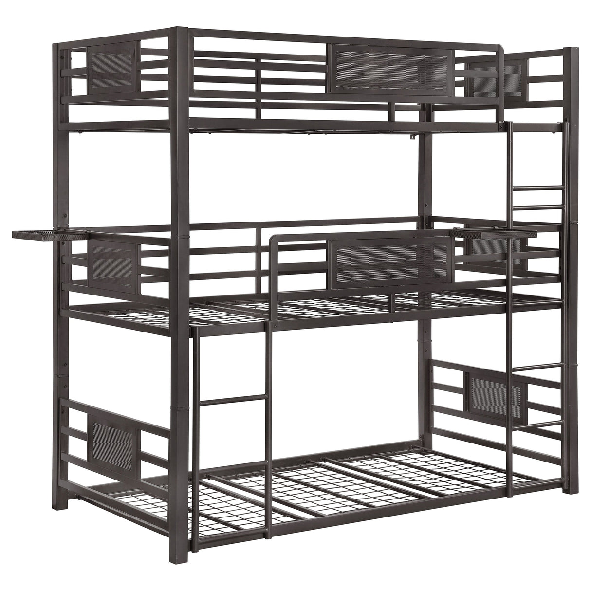 Rogen Twin Triple Bunk Bed Dark Bronze