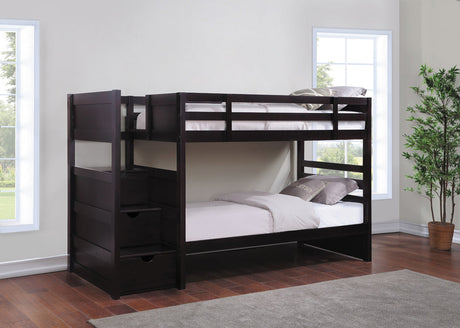 Elliott Twin Over Twin Stairway Bunk Bed Cappuccino