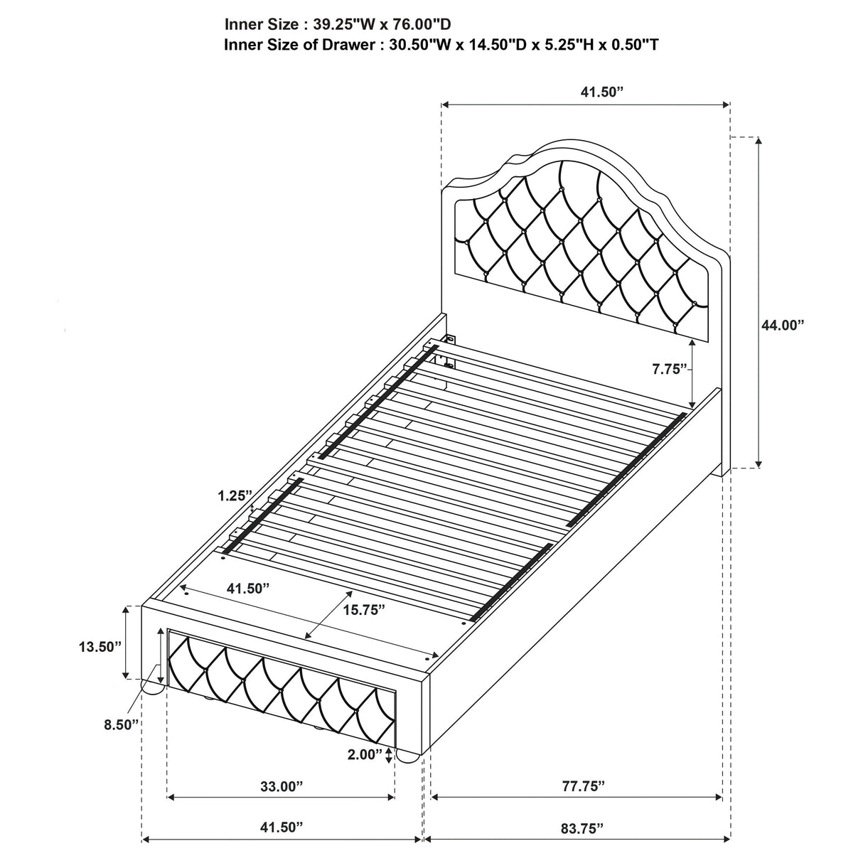 Ashleigh 44-inch Upholstered Twin Storage Platform Bed Pink