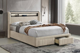 Madison Upholstered LED Twin Storage Platform Bed Cream