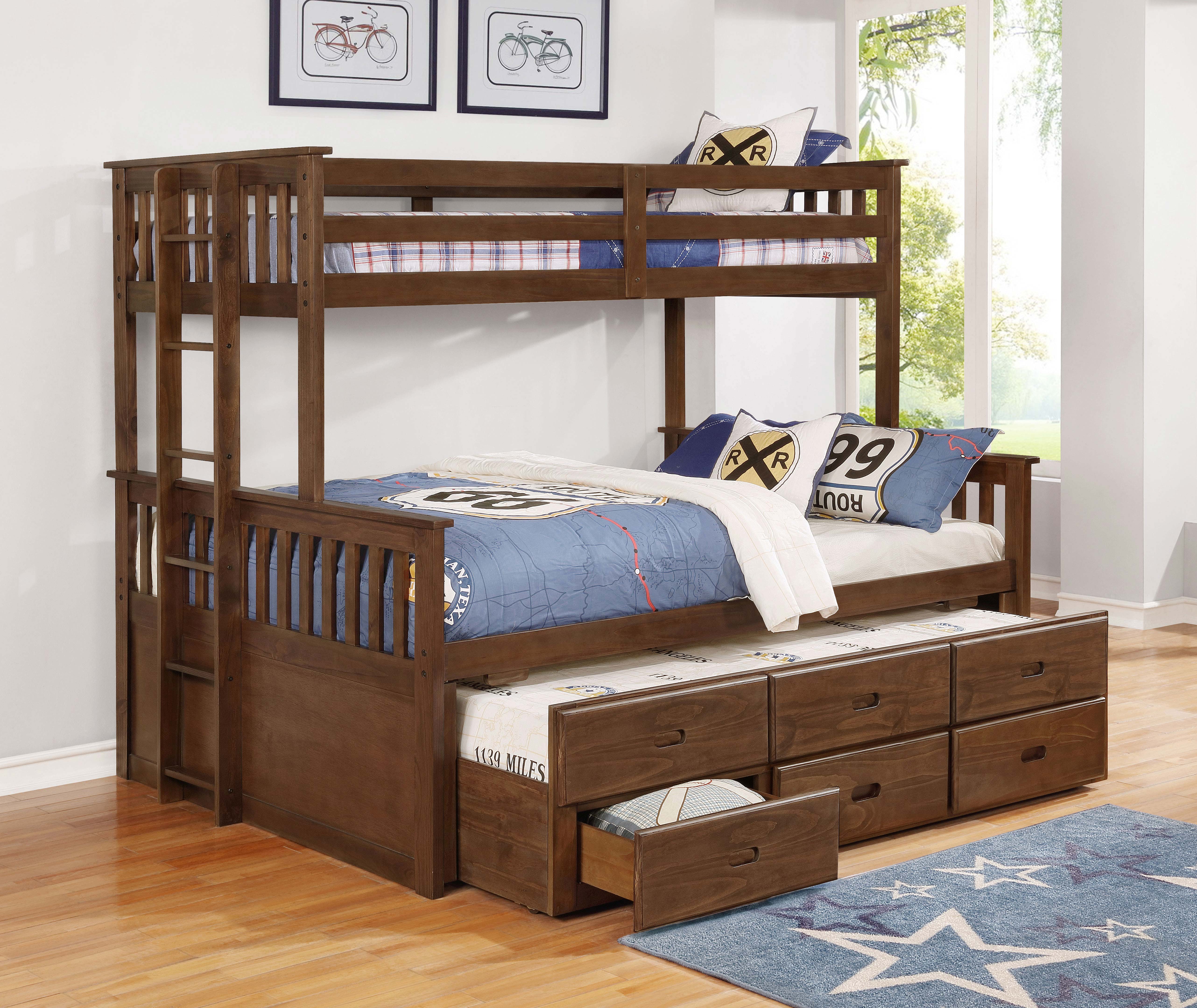 Atkin Twin Extra Long over  3-drawer Bunk Bed Weathered Walnut