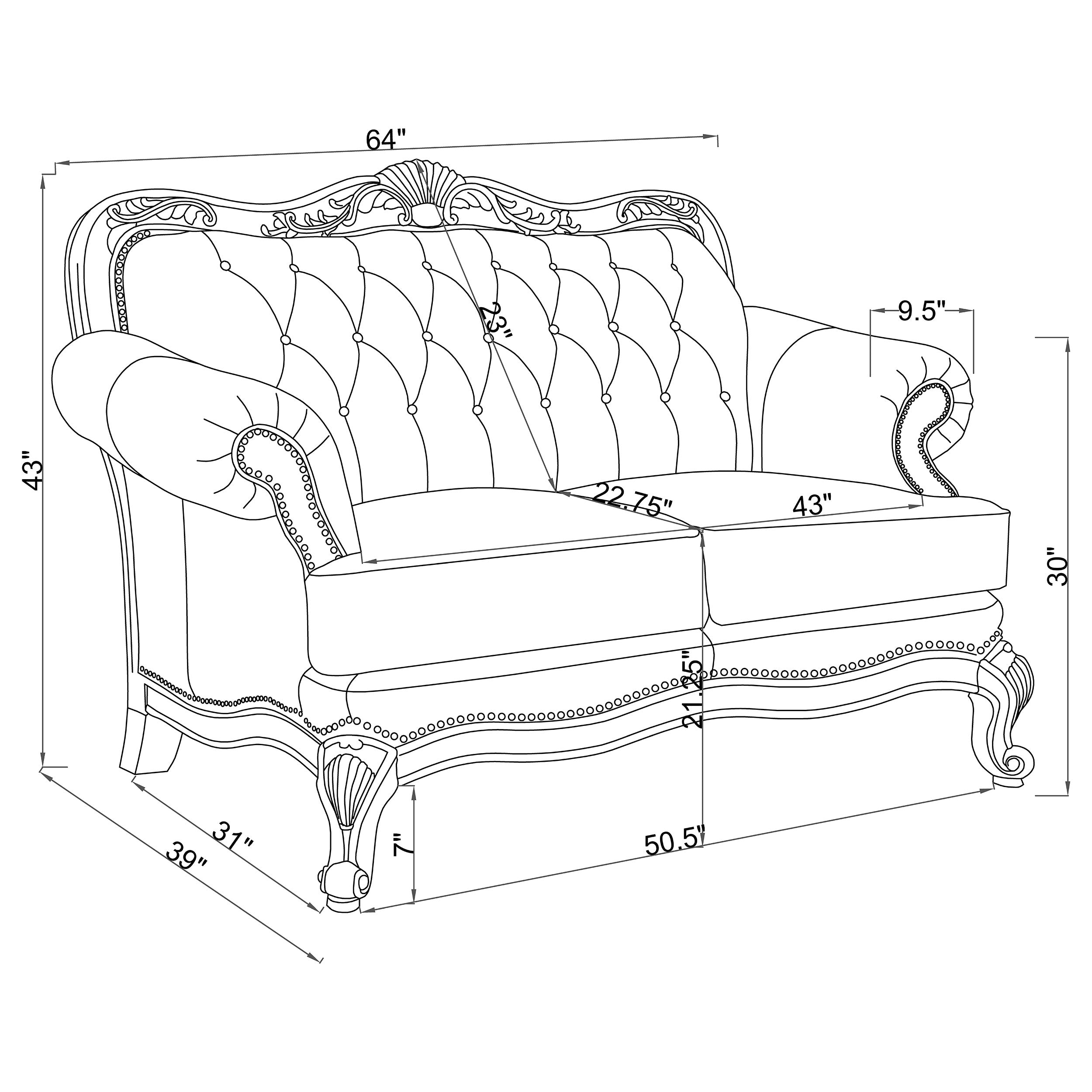 Victoria Tufted Back Loveseat Tri-tone and Brown