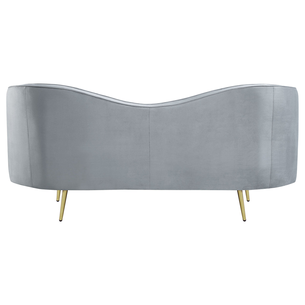 Sophia Upholstered Loveseat with Camel Back Grey and Gold