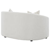 Rainn Upholstered Tight Back Loveseat Latte