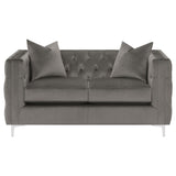 Phoebe Tufted Tuxedo Arms Loveseat Urban Bronze