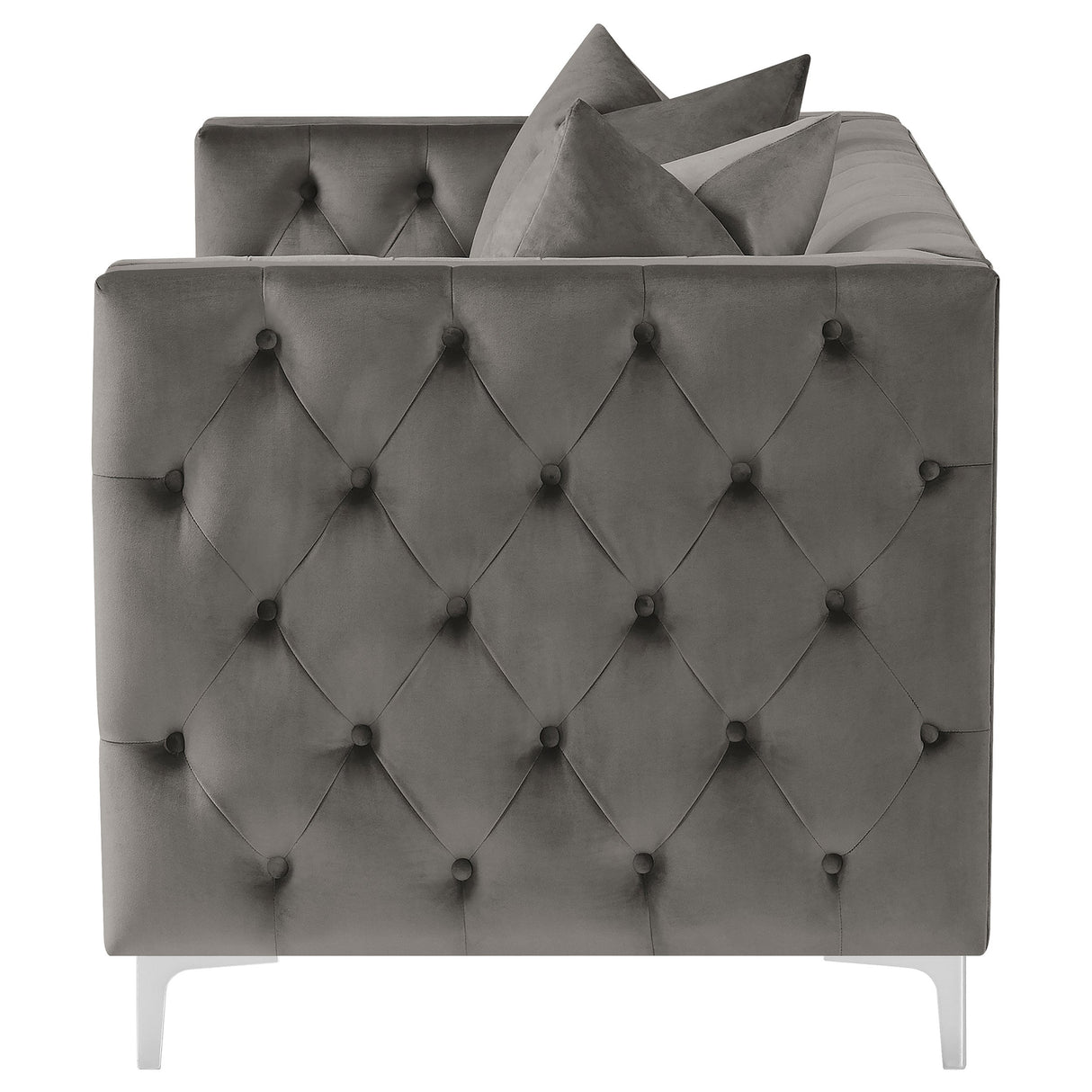 Phoebe Tufted Tuxedo Arms Loveseat Urban Bronze